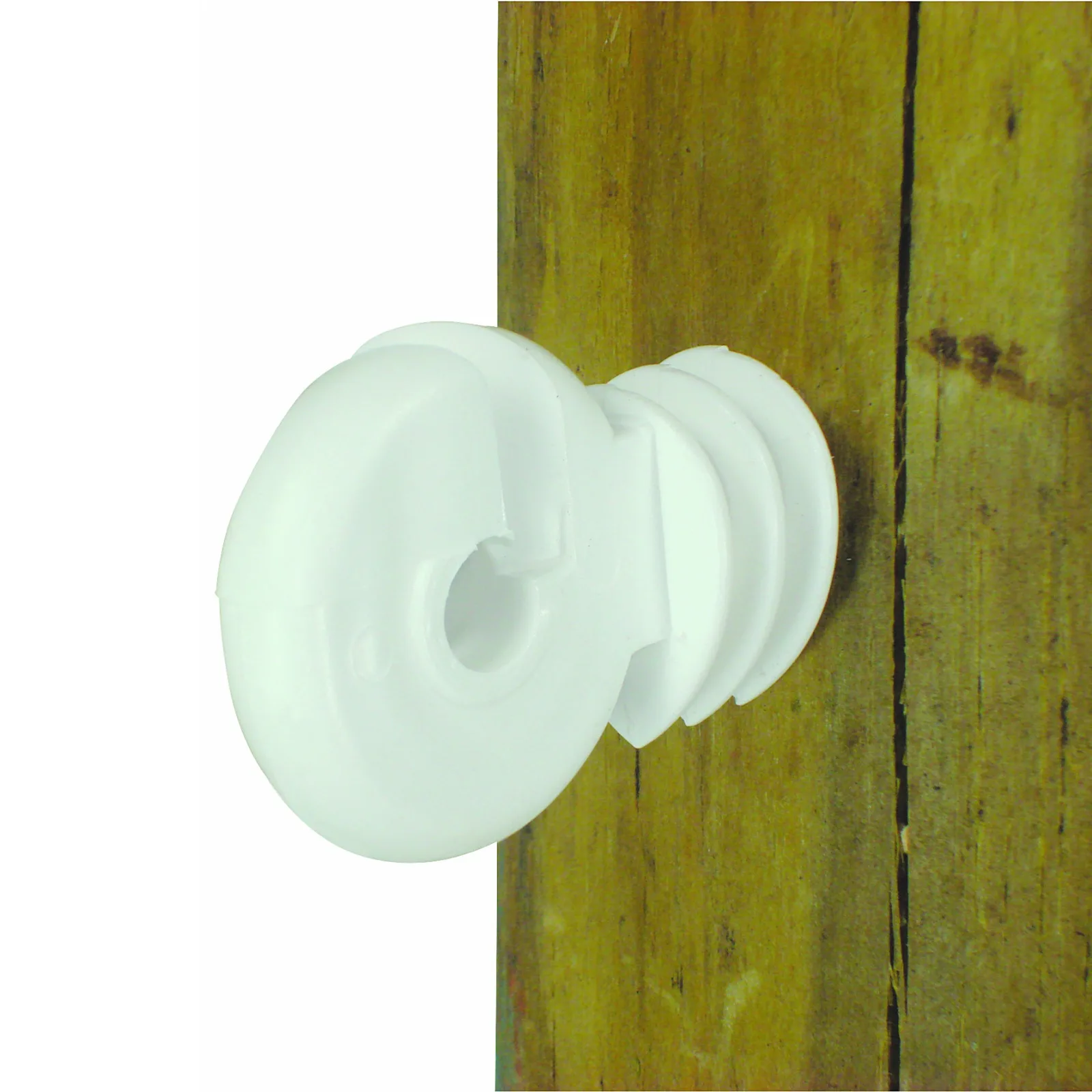 Field Guardian Wood Post - Screw in Ring Insulator - Polyrope - White