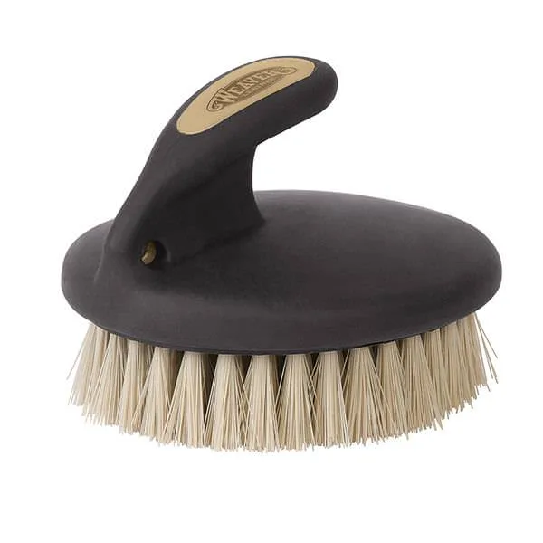 Weaver Leather Palm Held Face Brush with Soft Bristles in Tan/Black
