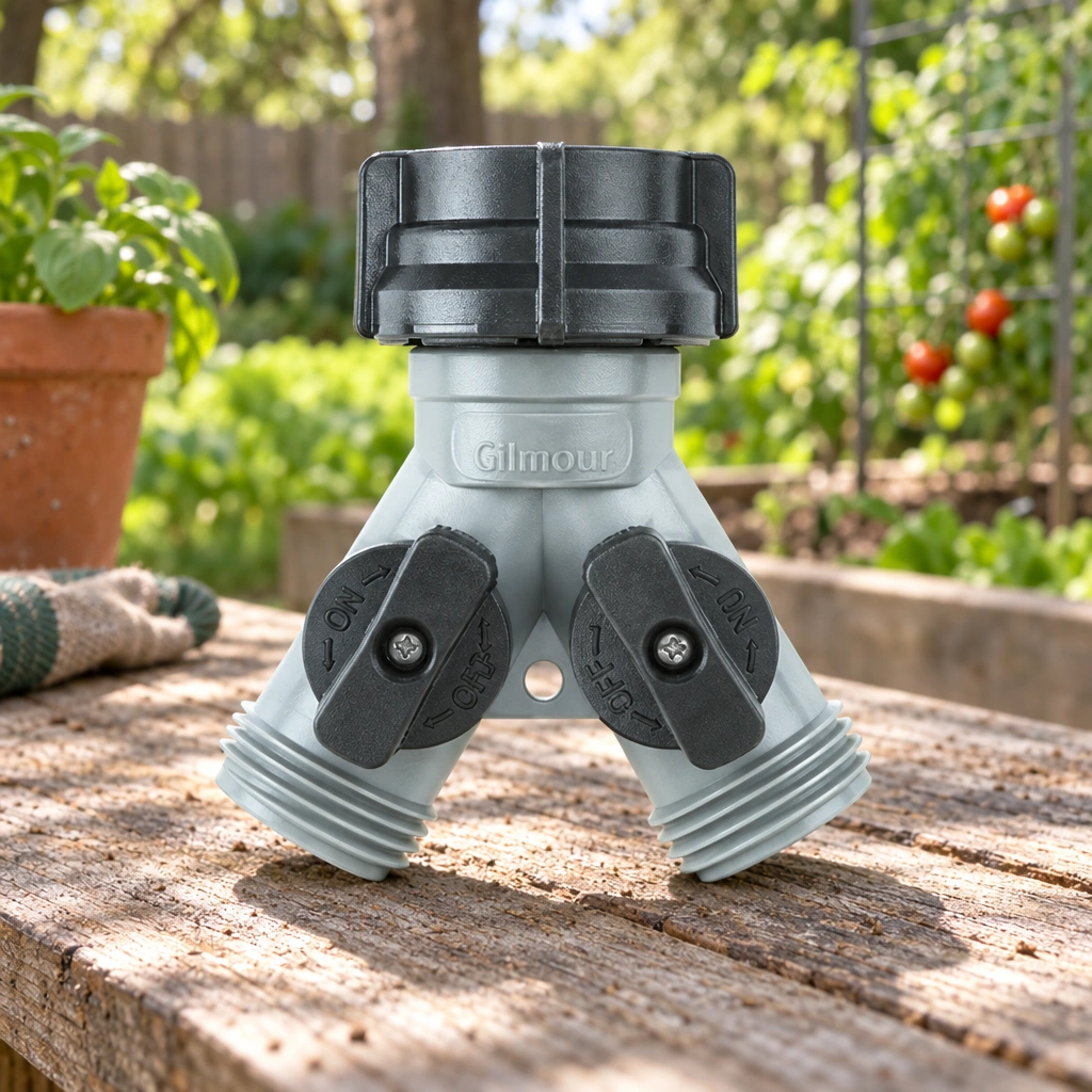 Gilmour Polymer Dual Shut-Off Hose Connector in rural Northwest Florida