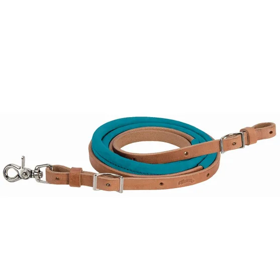 Suede Covered Barrel Rein, Turquoise