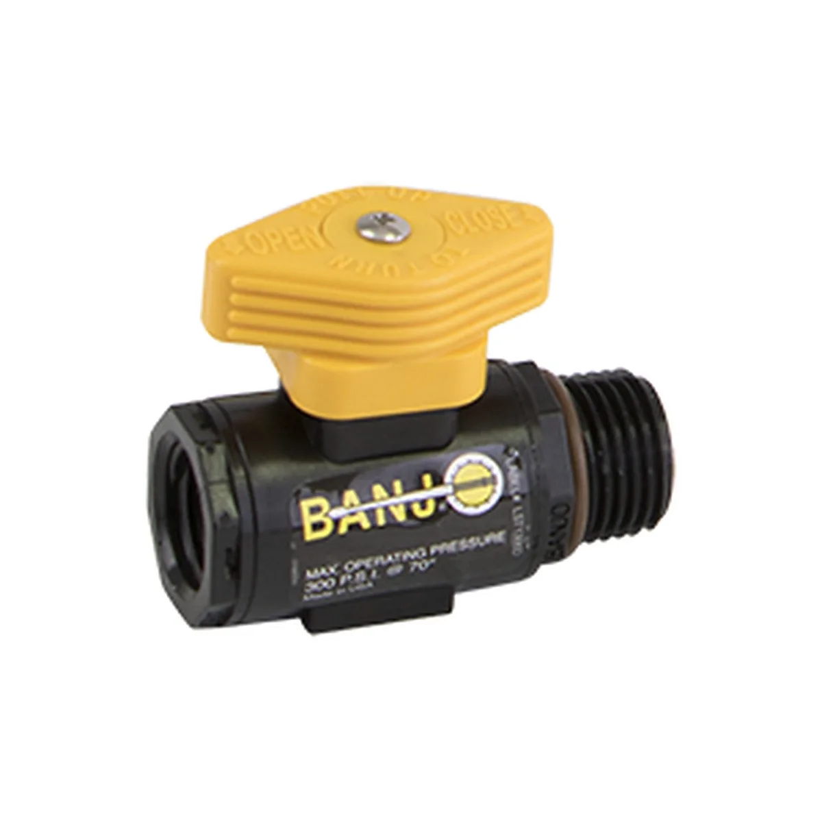 Banjo ⅜" NPT x ½" MNPT Micro Valve Locking Handle