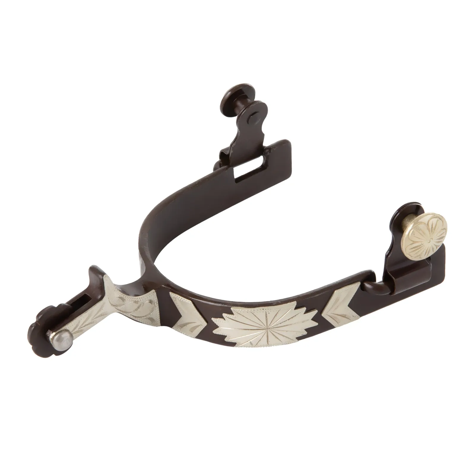 Weaver Leather Men's Chap Guard Spurs with Engraved German Silver Trim