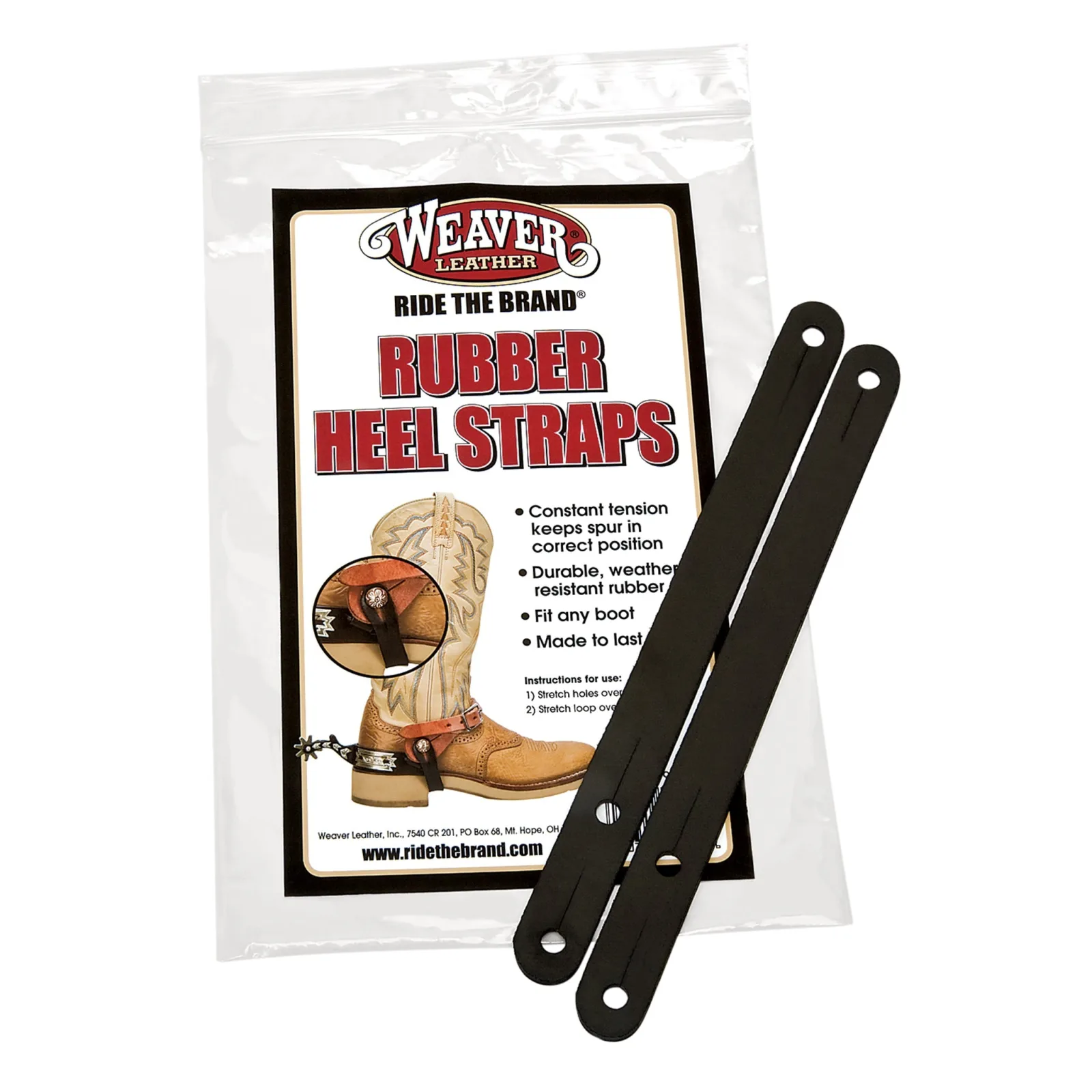 Weaver Leather Heel Straps, Black Rubber