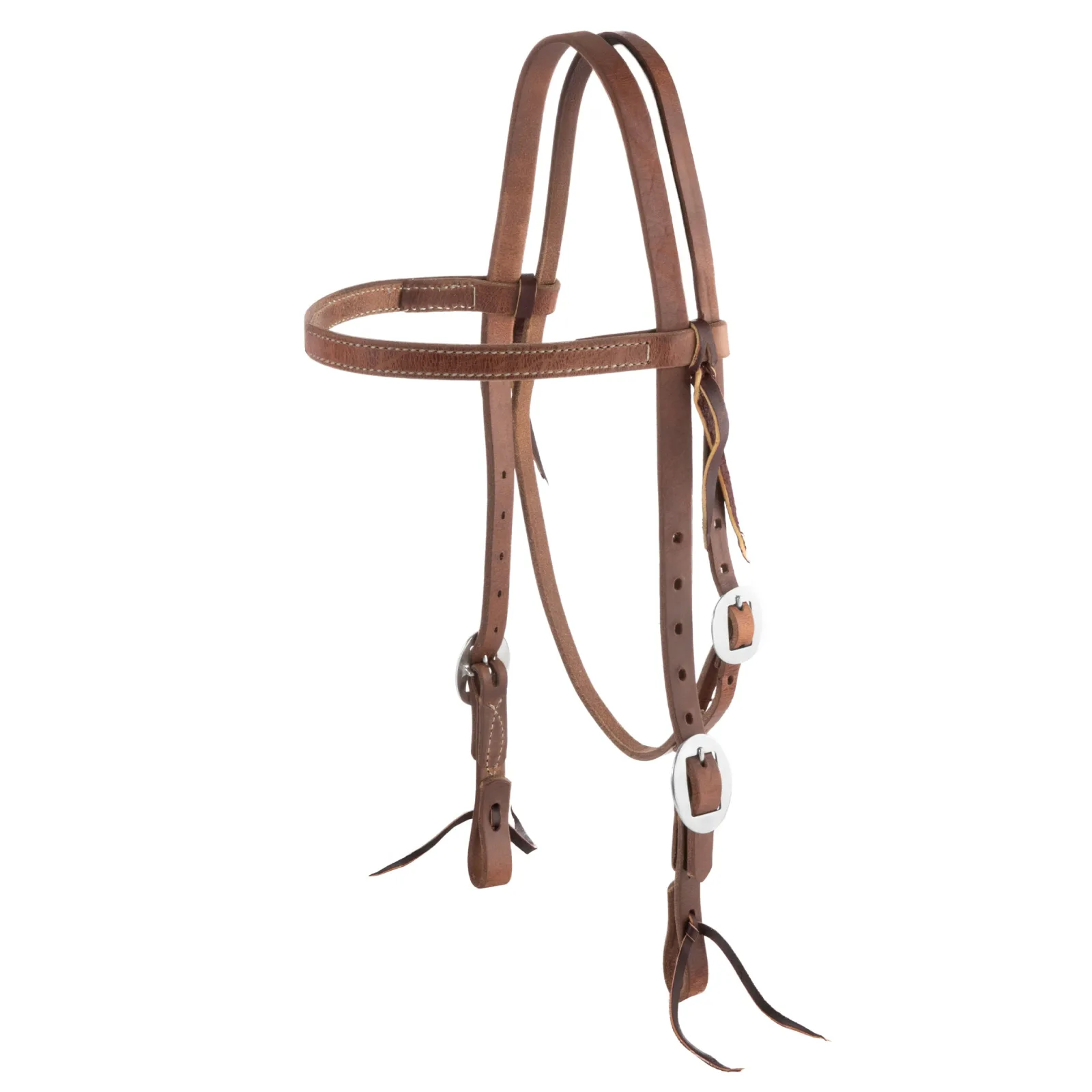 Weaver Leather Oiled Hermann Oak Harness Leather Headstall with Tie Ends - Straight Brow / 5/8"
