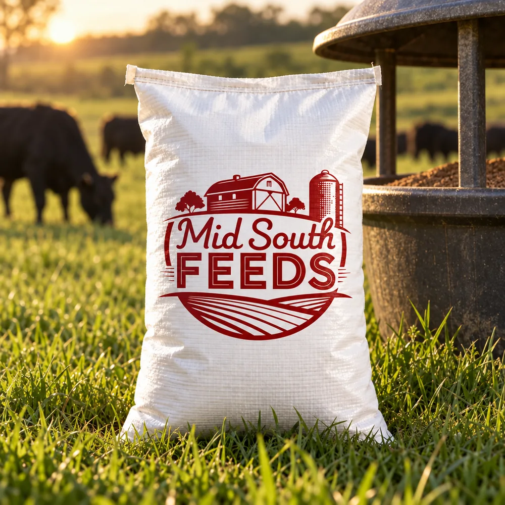 Breeder Cattle Mineral with a cattle pasture in the background