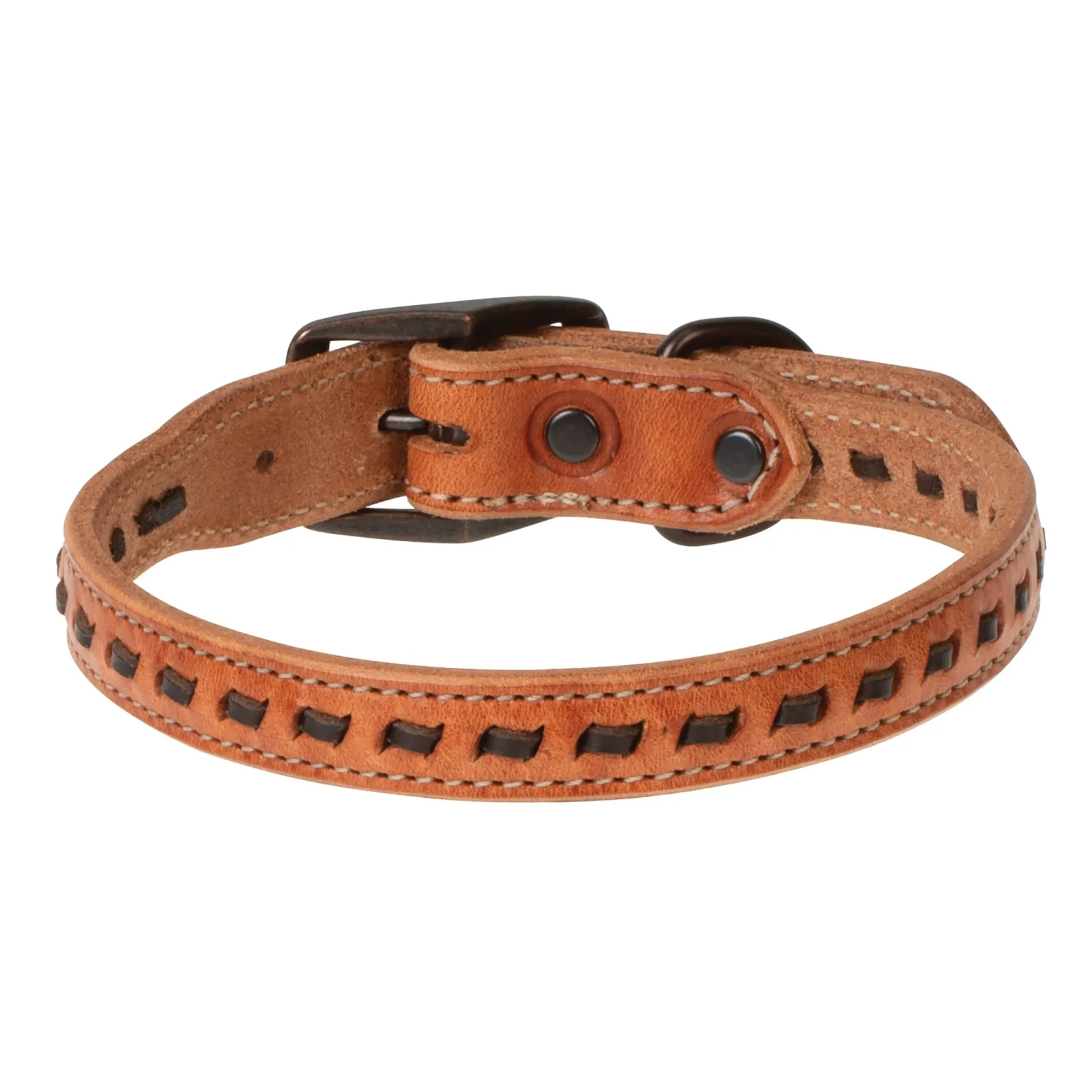 Weaver Leather Buckstitch Dog Collar, 1", Russet