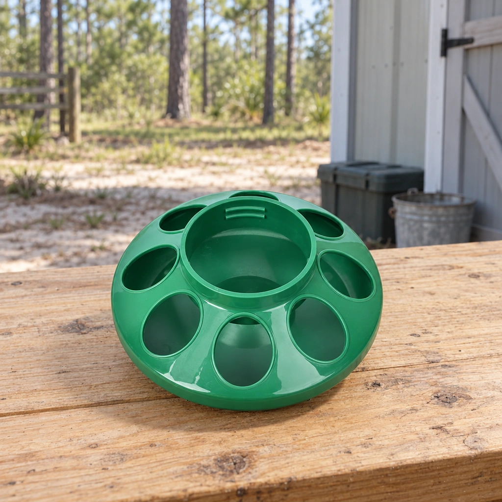 Harris Farms Green Plastic Chick Feeder for Quart Jar, Model 1030592