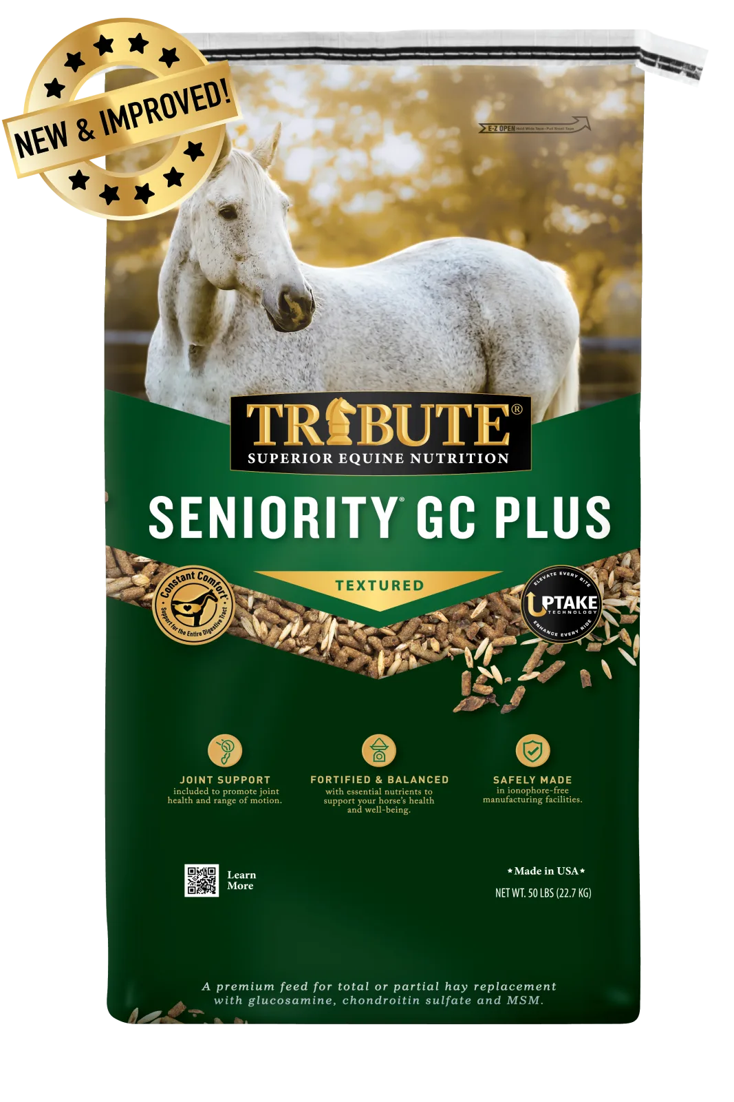 Tribute Seniority GC Plus Horse Feed, Textured, Hay Replacement Feed with Joint Support