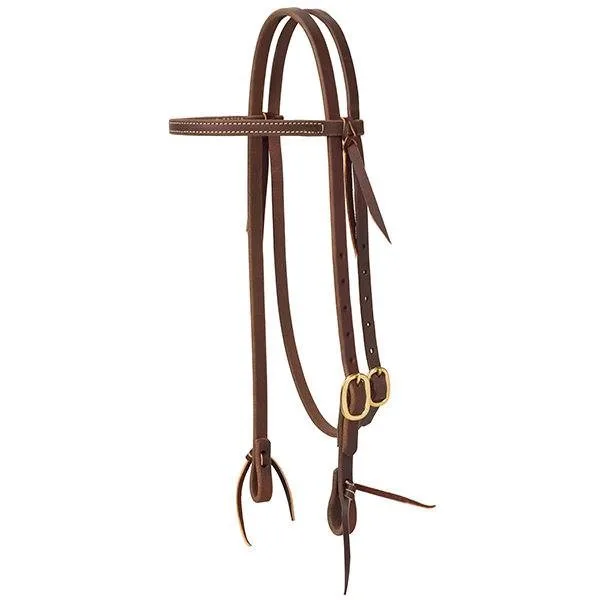 Weaver Leather Working Tack Single-Ply One Buckle Headstalls with Tie Ends in Solid Brass