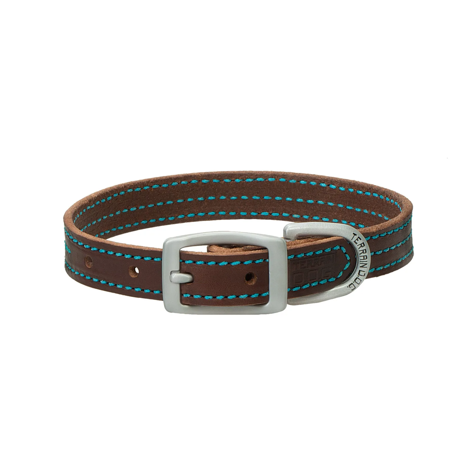 Weaver Leather Bridle Leather Dog Collar, Hurricane Blue Stitching