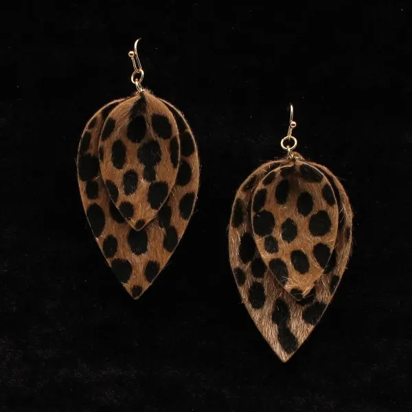 Blazin Roxx Double Leaf Leopard Earrings