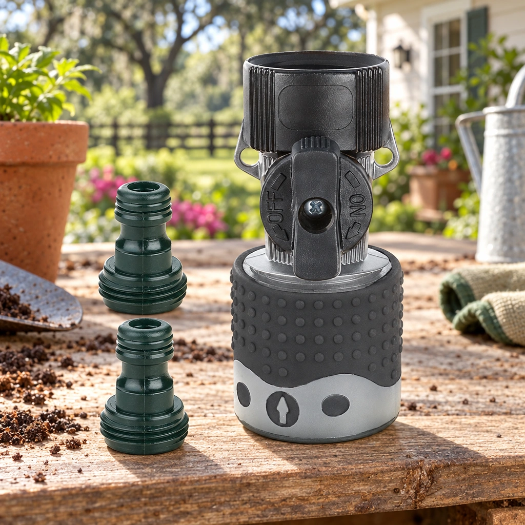Gilmour Light Duty Quick Connector with Shut-off Valve Set in rural Northwest Florida