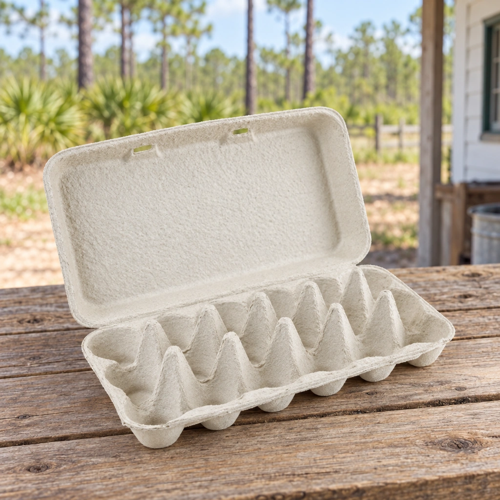 Open 18 egg molded fiber carton