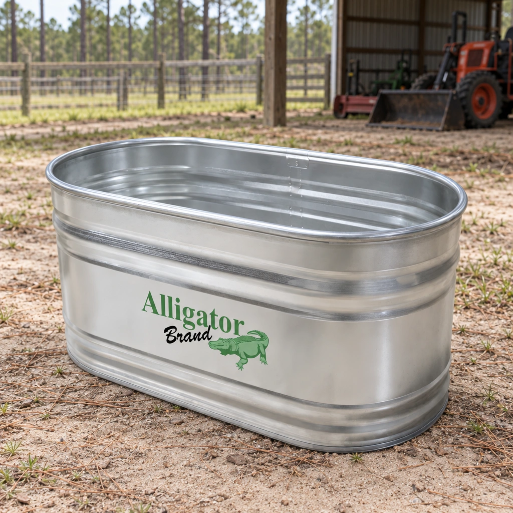 Alligator Brand Oval Galvanized Stock Tank, 102 gal