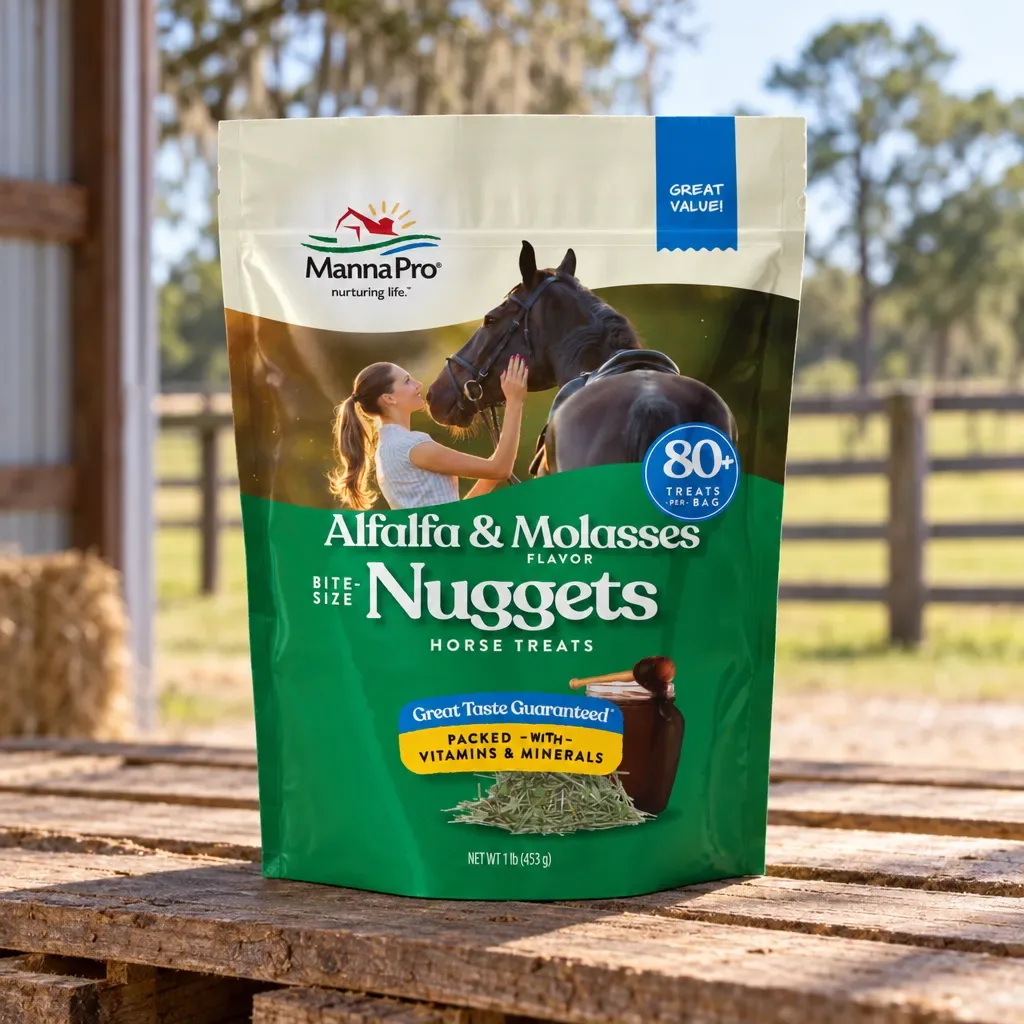 Manna Pro Bite-Size Nuggets Horse Treats, Alfalfa & Molasses, 1 lb, rural Northwest Florida