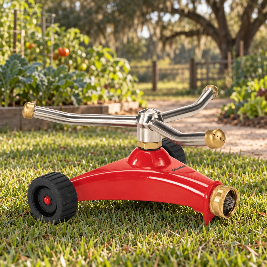 Dramm ColorStorm Whirling Sprinkler in rural Northwest Florida