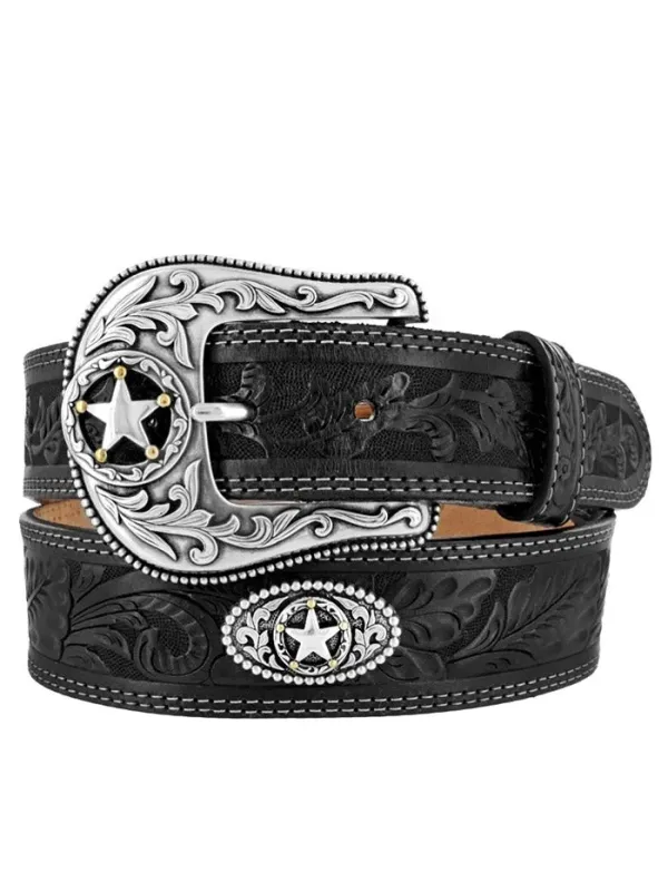 Men's 5 Star Tooled Leather Belt C12423