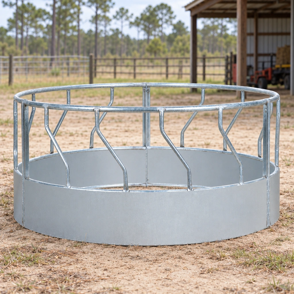 Alligator Brand 8-Foot Cattle Hay Ring with Sheeted Bottom