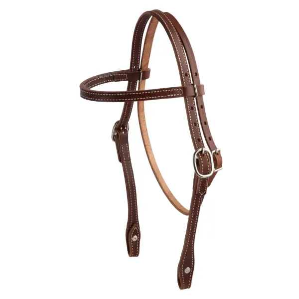 Pony Doubled and Stitched Harness Leather Browband Headstall