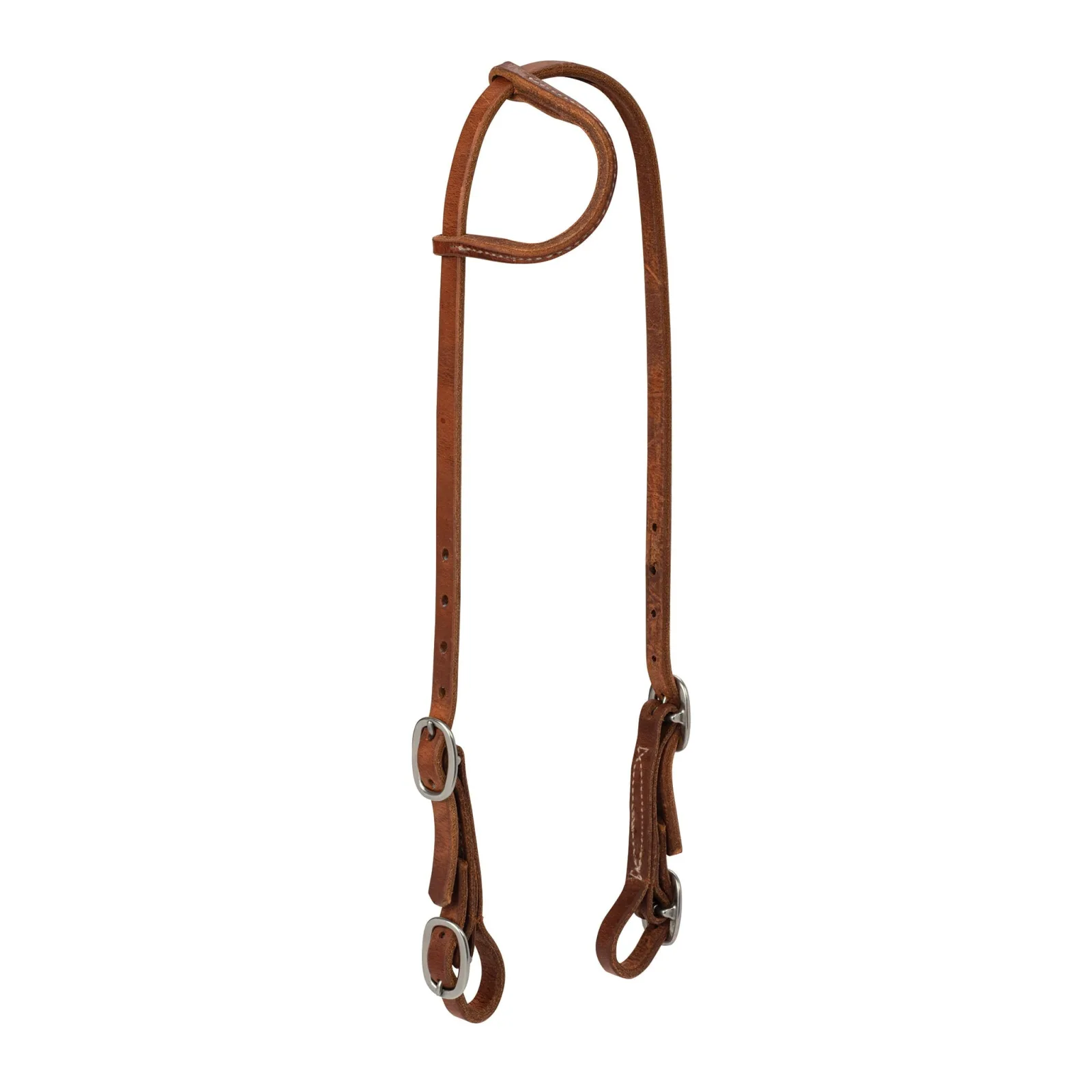 Weaver Leather 5/8" Oiled Hermann Oak Harness Leather Sliding Ear Headstall with Buckle Bit Ends