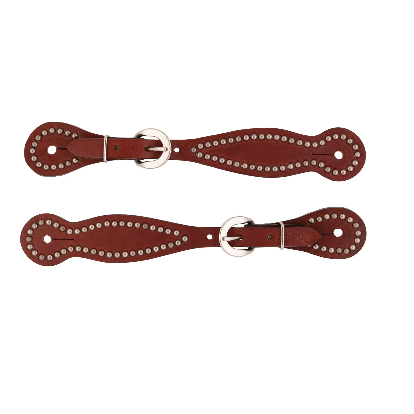 Weaver Leather Bridle Leather Ladies' Spur Straps with Spots, Chestnut