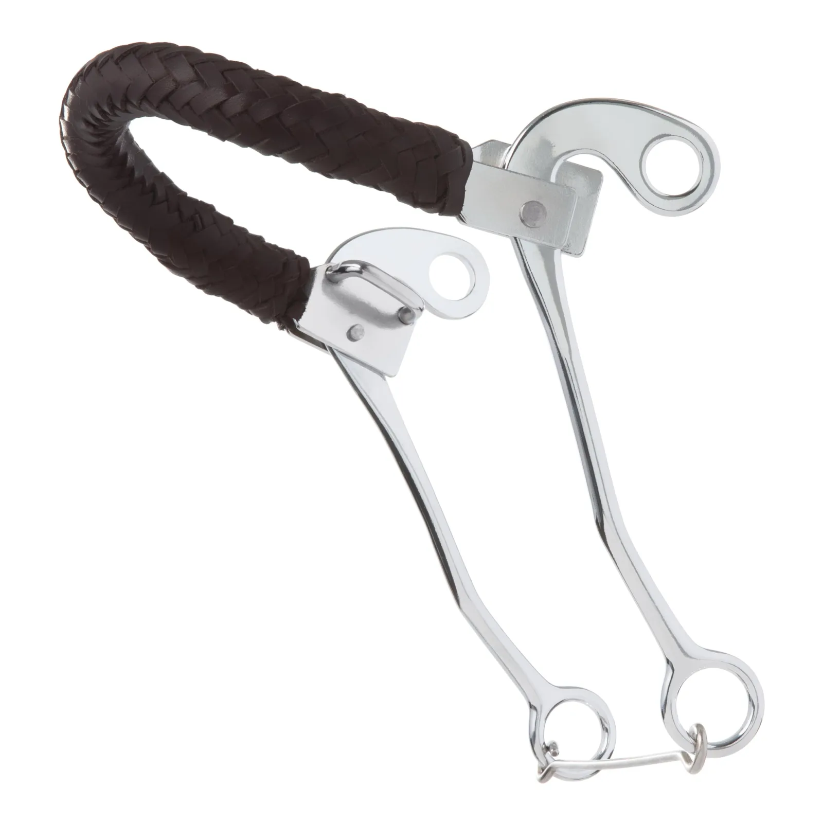 Weaver Leather Hackamore Bit with Braided Leather Noseband, Chrome, 9" Cheeks
