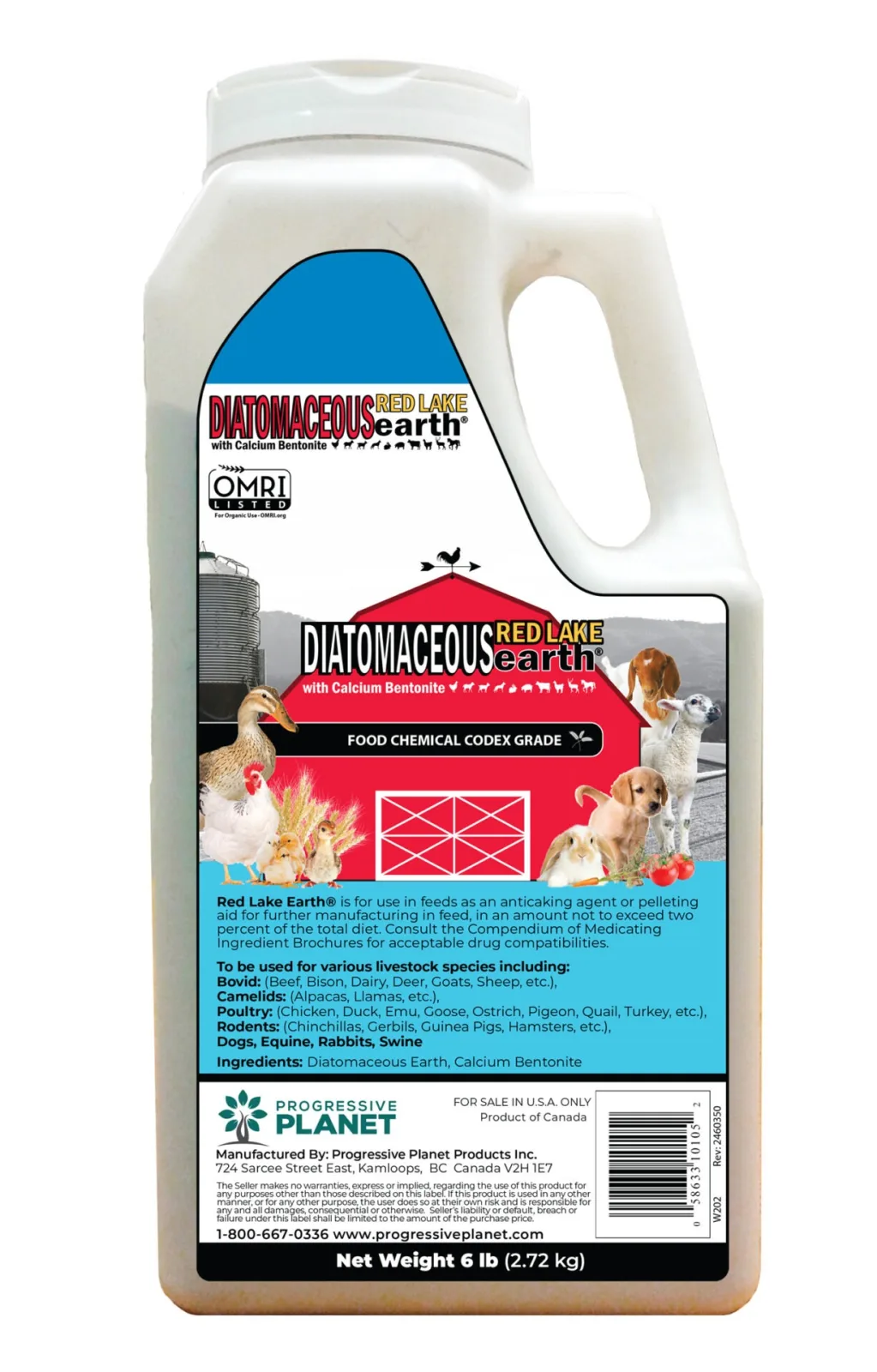 Red Lake Earth Diatomaceous Earth with Calcium Bentonite, 6 lb Jug