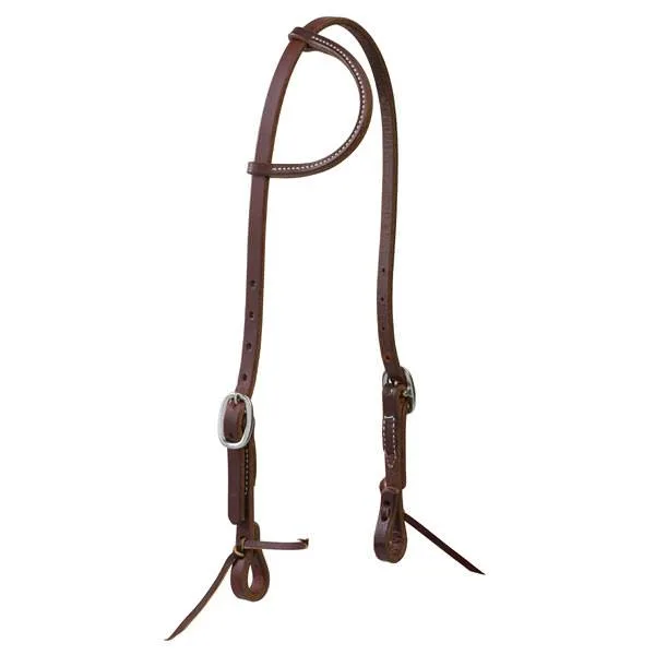 Weaver Leather Working Tack Single-Ply Headstall with Tie Ends - 5/8" Sliding Ear / Stainless Steel